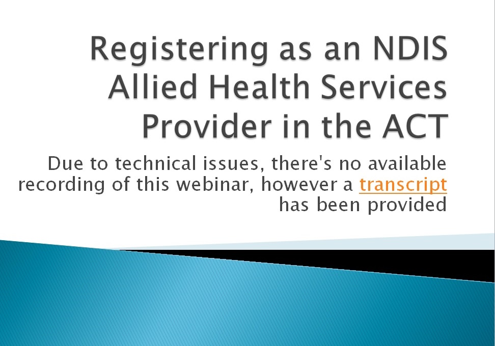 Registering as an NDIS Allied Health Services Provider in the ACT