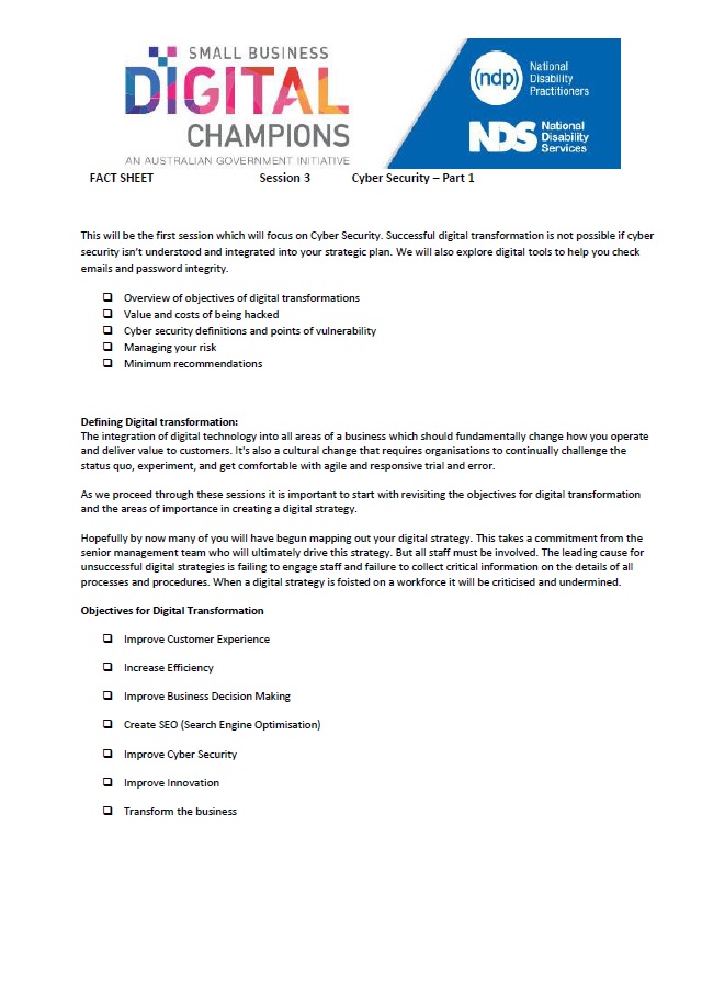 Cyber Security 1 Factsheet